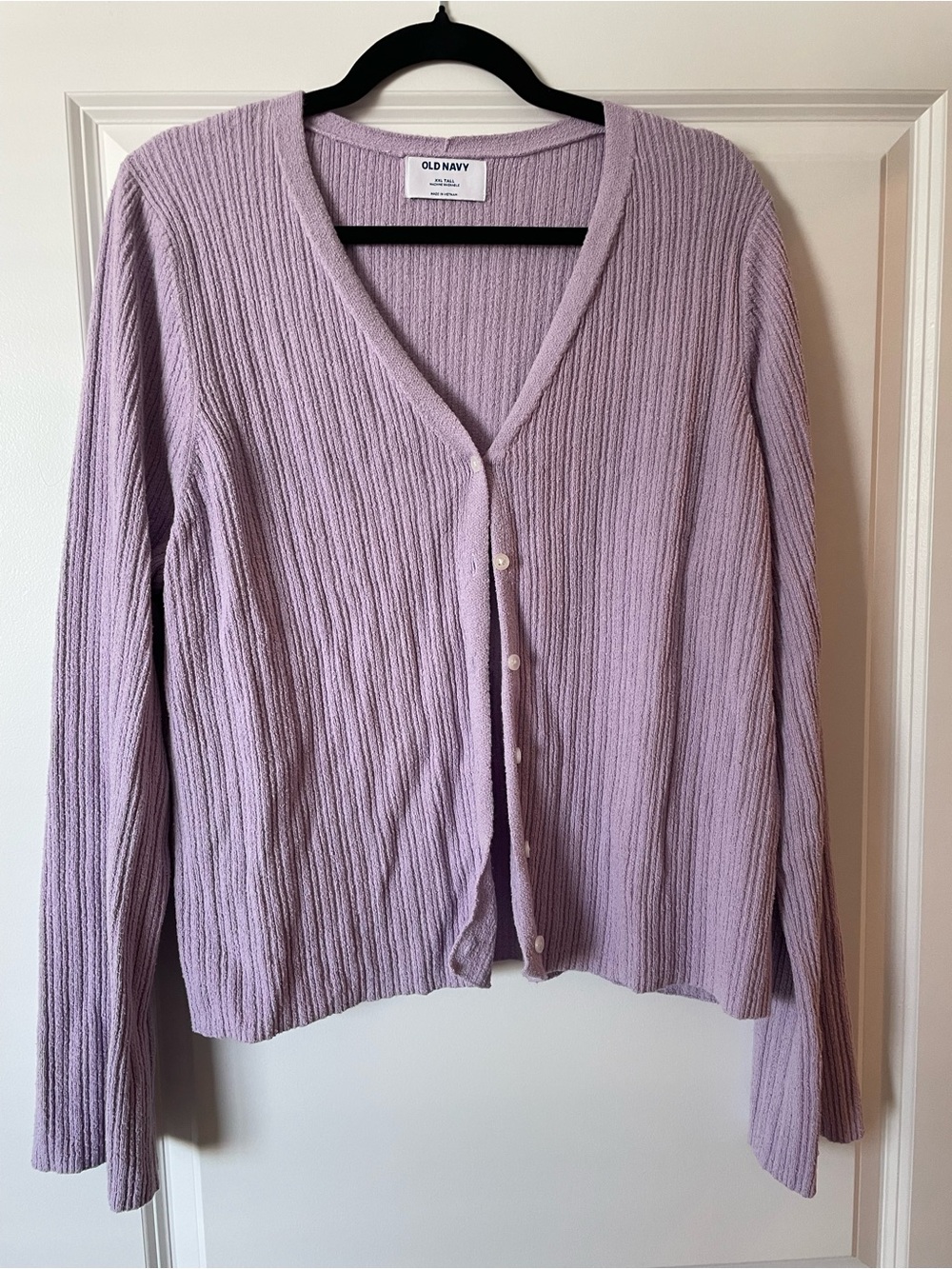 Old Navy Lilac Ribbed V-Neck Button Cardigan